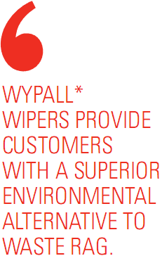 WYPALL* WIPERS PROVIDE CUSTOMERS WITH A SUPERIOR ENVIRONMENTAL ALTERNATIVE TO WASTE RAG.